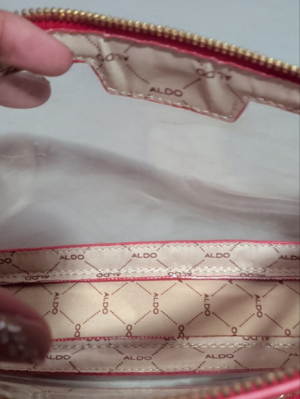 ALDO Red Clear Shoulder Bag with Gold Chain - Picture 4 of 5
